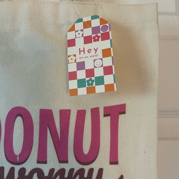 Donut Worry Be Happy Tote- NWT - Picture 3 of 5